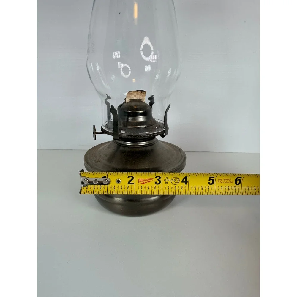 VTG working‎ Metal Oil Lamp Clear Glass Hurricane Shade Rustic Farmhouse Decor